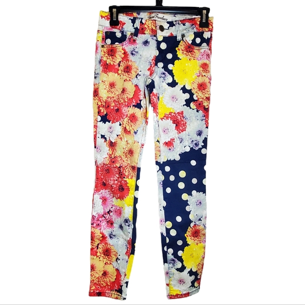 True Freedom Polka Dot Floral Jeans Size 1